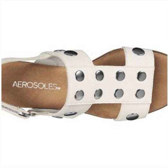 AEROSOLES At Heart White Gladiator Silver Studded, Size 9 - Picture 9 of 11